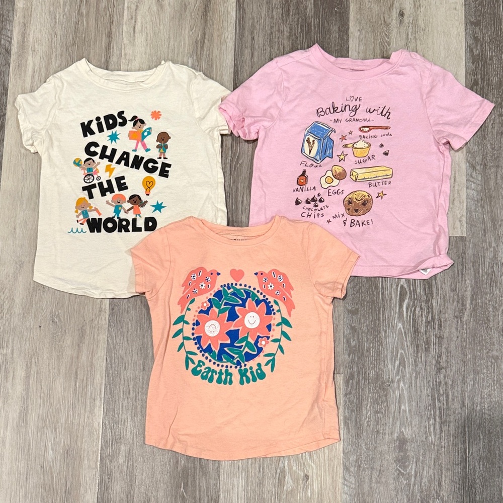Old Navy Toddler 3T Girls Kids Graphic T-Shirts - Bundle of 3